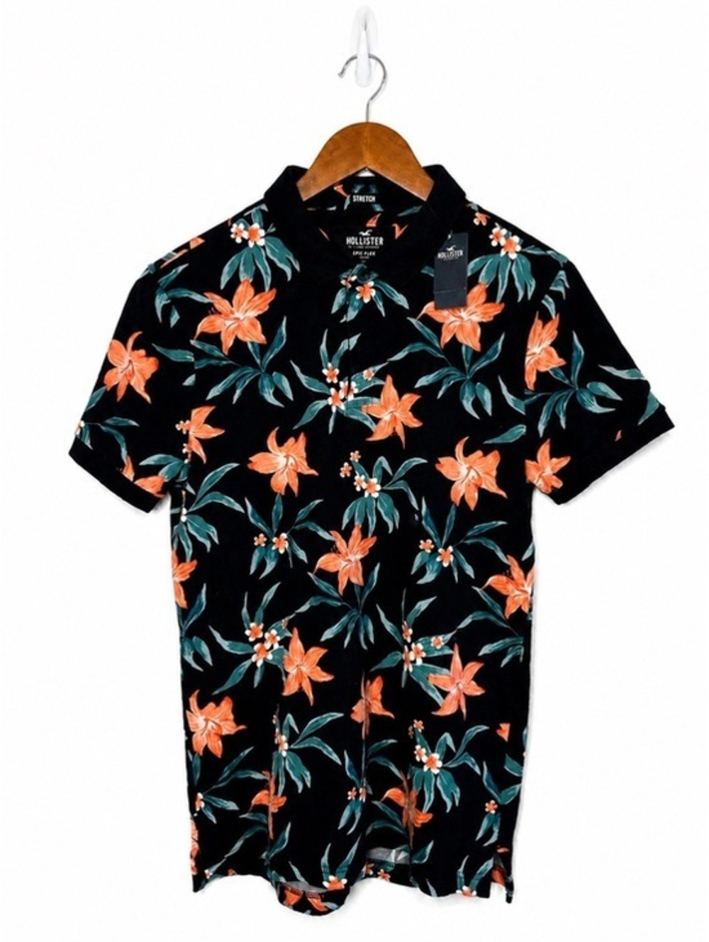 Hollister Men's Epic Flex Stretch Floral Polo Shirt Medium NWT